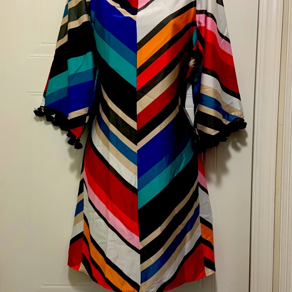 Trina Turk Amaris Off Shoulder Sleeve Silk Dress